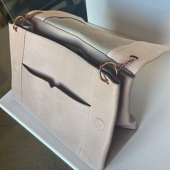 VGC TED BAKER LONDON 100% BOVINE LEATHER SHOULDER BAG/CLUTCH W ROSE GOLD HW - Picture 13 of 17